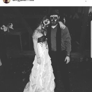 White and black prom dress